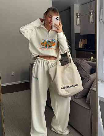 Женский прогулочный костюм тройка турецкая петля-пенье 100% хлопок Молочный Одесса