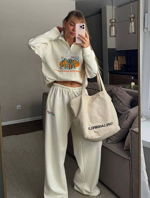 Женский прогулочный костюм тройка турецкая петля-пенье 100% хлопок Молочный Одесса - изображение 5