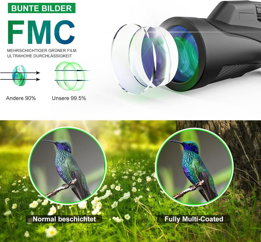 Монокулярний телескоп 12X42 для смартфонів, водонепроникний телескоп для спостереження, походів та кемпінгу Київ - фото 6