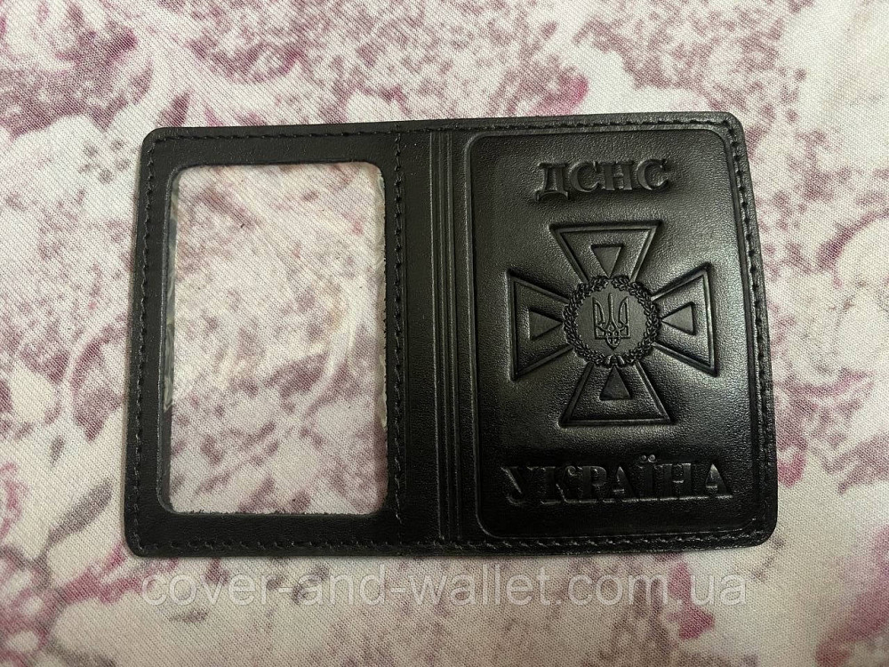 Кожаная обложка на пластиковое удостоверение ДСНС с шевроном Киев - изображение 9
