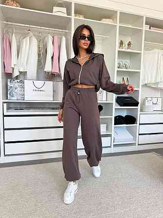 Женский прогулочный костюм двойка: зип худи и штаны двунитка Шоколад, 42/44 Одесса