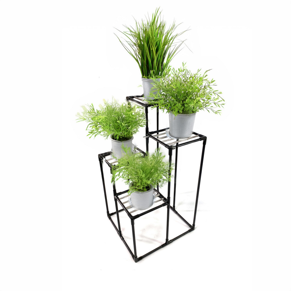 Підставка під квіти Kroky Quatro металева чорна. Висока підставка під 4 вазони. Борисполь - изображение 1