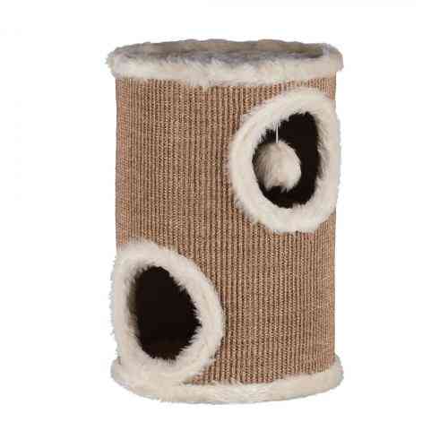 Царапка Trixie для кошек Edoardo с домиком и игрушкой на веревке сизаль/плюш бежевая 33х50 см Киев