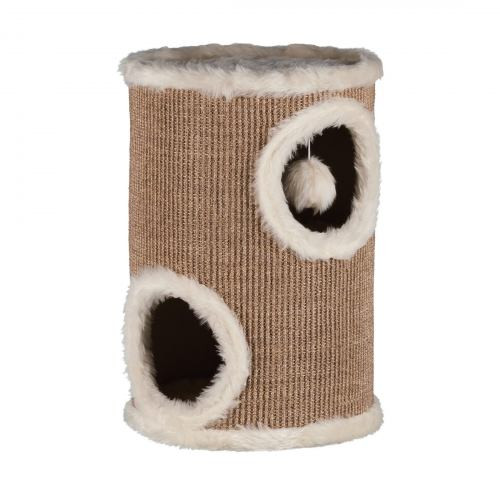 Дряпка Trixie для котів Edoardo з будиночком та іграшкою на мотузці сизаль/плюш бежева 33х50 см Київ - фото 1