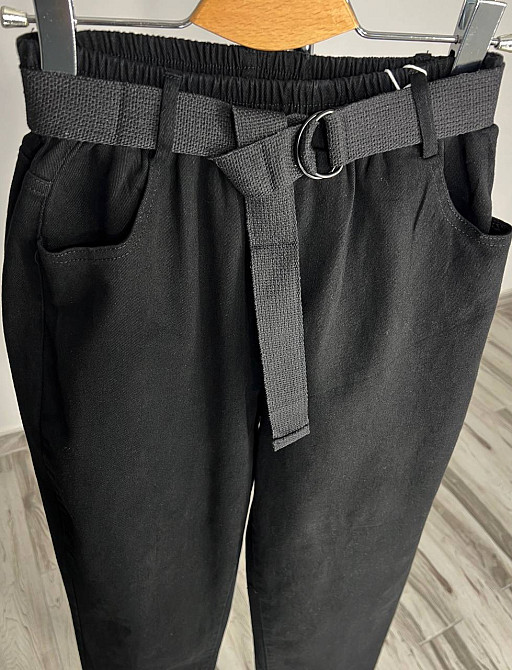 Джинси жіночі A-N 25072 MOM банани талія на резинці з ременем чорні, чорний, M, M, 77 см, 105 см Київ - фото 2