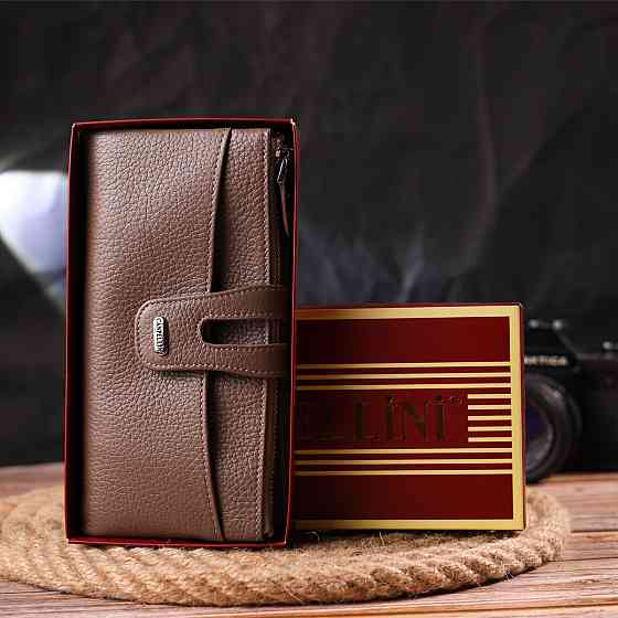 Цікавий гаманець з натуральної зернистої шкіри CANPELLINI 21634 Бежевий Київ