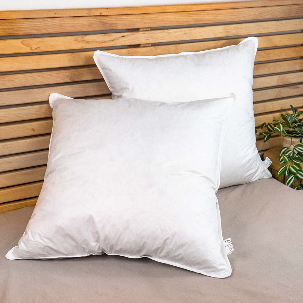 Подушка пухова преміум якості YouStar 50% пух 50% перо Батист - пружна 50x50 см (Білий) Суми - фото 6