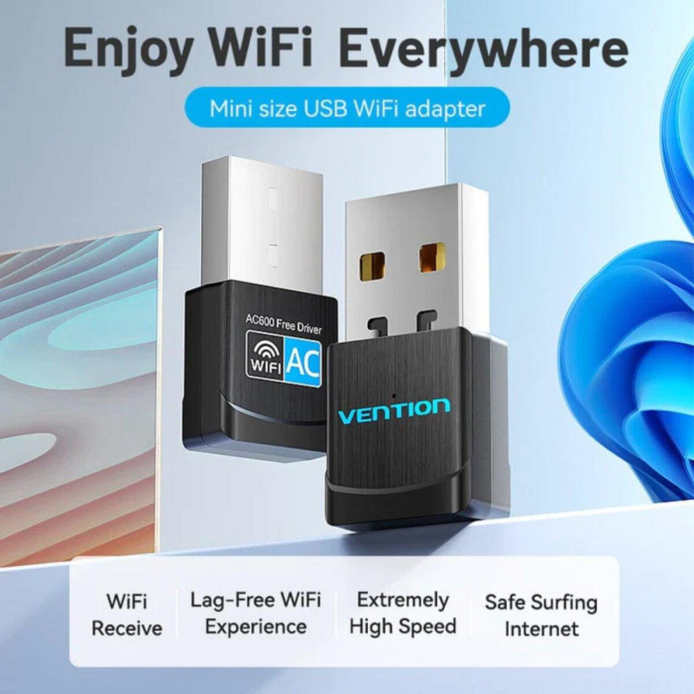 Wi-Fi адаптер перехідник Vention USB дводіапазонний 2.4G / 5G, колір чорний KDSB0 Одеса - фото 2