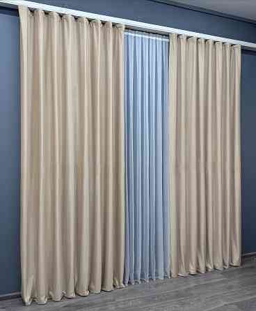 Комплект готових штор VR-Textil Оксамит (бархат) № 1550ш Бежевий 200х290 см 2 шт (32-065) Київ