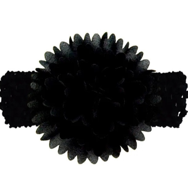 Повязка для девочки на голову с цветком 30-50 см черный Киев - изображение 1