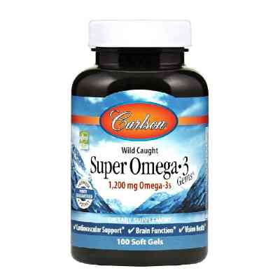 Жирные кислоты Carlson Супер Омега-3, 1200 мг, Super Omega-3, 100 желатиновых капсул (CL1521) Винница