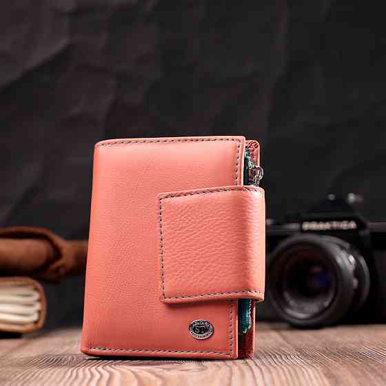 Гаманець з натуральної шкіри для жінок з цікавою монетницею Помаранчевий (ST Leather) Київ