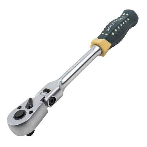 Трещотка реверсивная шарнирная с резиновой ручкой 3/8