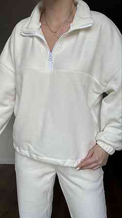 Жіночий теплий прогулянковий костюм-двійка: кофта та штани з полар флісу Молочний, 50/52 Одеса