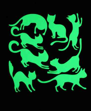 Люминесцентна наклейка с котами 10 на 10 см салатовый Киев
