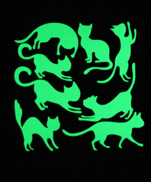 Люмінесцентна наклейка з котами 10×10 см салатовий Київ - фото 2