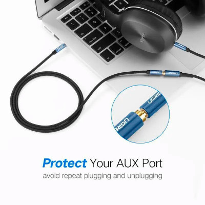 Кабель мультимедийный 3.5mm M to 3.5mm F 1.0m AV118 blue Ugreen (40673) Винница - изображение 5