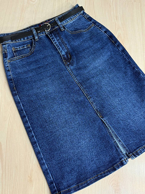 Спідниця жіноча джинсова Vanver 8235 з ременем та розрізом синя, синій, 33, 33, 95 см, 120 см Київ - фото 7