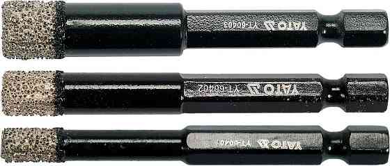 Свердла з алмазним пругом YATO, 3 шт. Ø= 6-8-10 мм, l= 65/10 мм, з 6-гран. шпинделем- 1/4" [20/80] Одеса