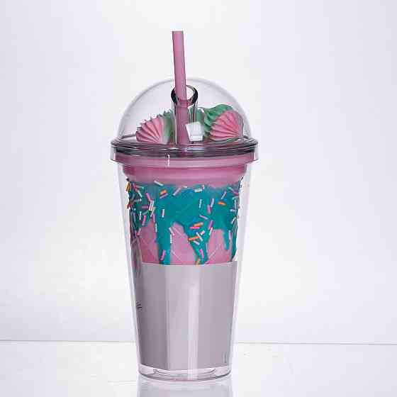 Yiwu пластиковий стакан з трубочкою і кришкою 400 мл багаторазовий HP-18-1TUP Коломия