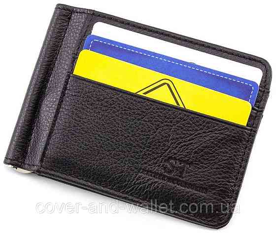 Кожаный зажим для денег без застежки на много карточек ST Leather Киев