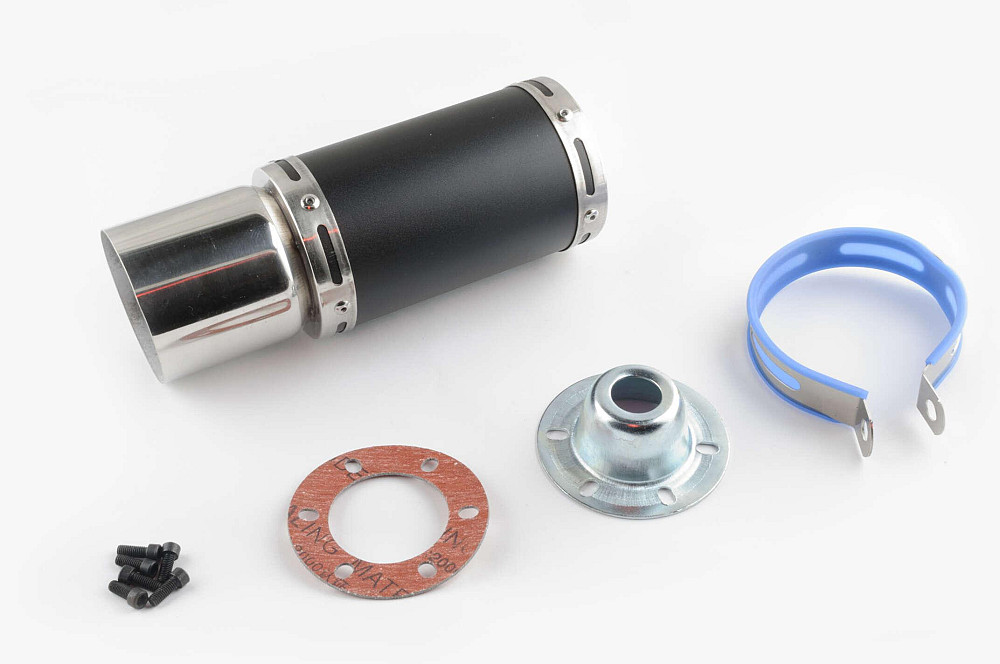 Глушник (тюнінг) 170 * 100mm, кріп. Ø78mm (нержавіюча сталь, короткий, чорний, прямоток, mod:3) Київ - фото 1