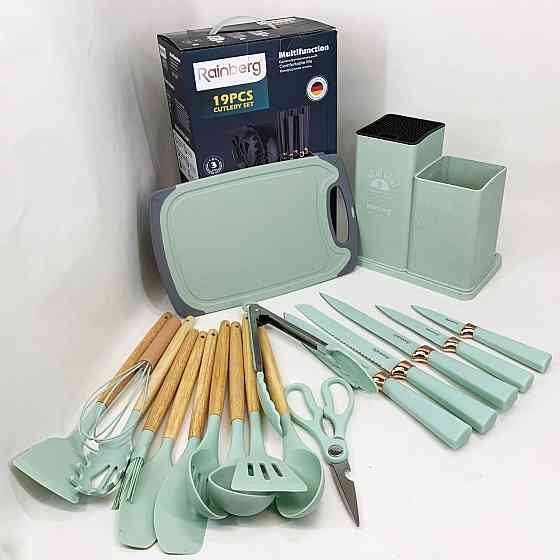 Силіконові аксесуари для кухні, Набір силіконових приладдя на підставці, Кухонний комплект з силікону VE-18 Львів