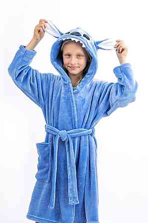 Халат детский, велсофт, голубой Стич топ Крохатушка одяг Киев