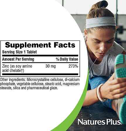 Цинк Nature's Plus Zink 30 mg 90 Tablets Луцьк