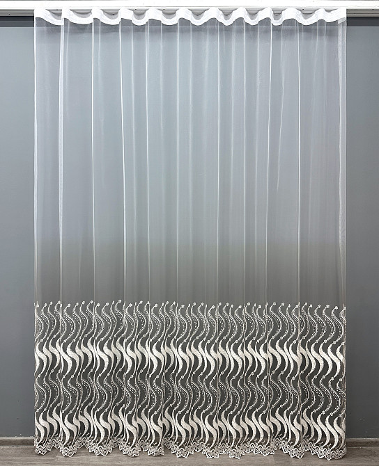 Тюль VR-Textil 1764т Фатин «Омбре» с вышивкой и люрексом Серый с белым 300х270 см (42-0773) Киев - изображение 2