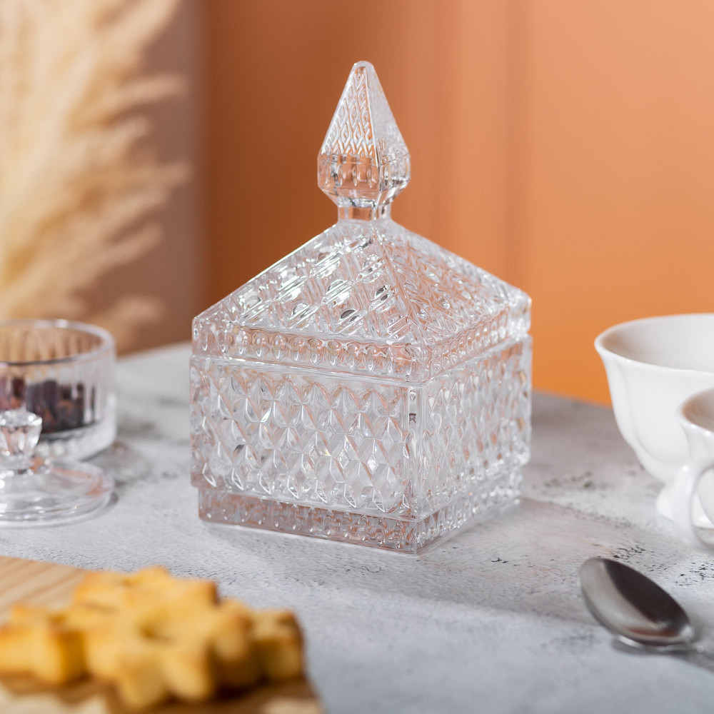 Цукерниця скляна з кришкою 8.5х8.5х15 см квадратна HP-YH-41 Коломия - фото 7