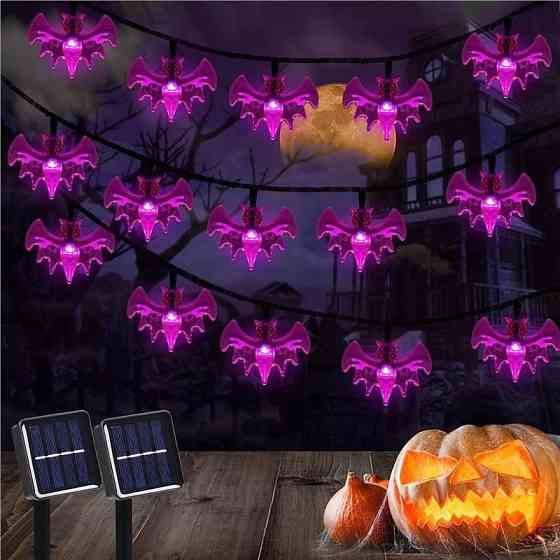 Гирлянда на Хэллоуин Летучие мыши 150 см 10 led 5 на 3 см фиолетовый Киев