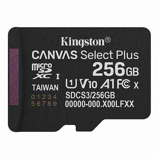 Картка пам'яті MicroSDXC 256 GB UHS-I Class 10 Kingston Canvas Select Plus R150MB/s + SD-адаптер (SDCS3/256GB) ( 13874 ) Харків
