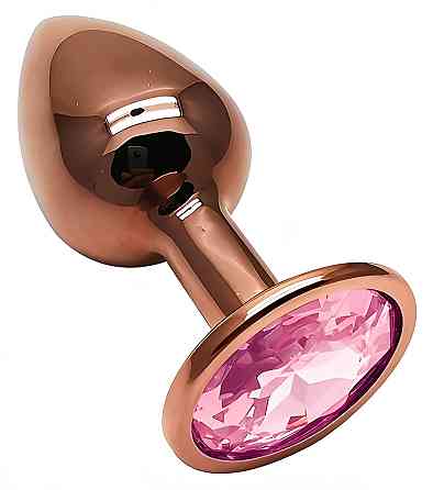 Анальна пробка з кристалом EGZO - Dark Gold Round Plug Pink, size S Sex Aura Київ