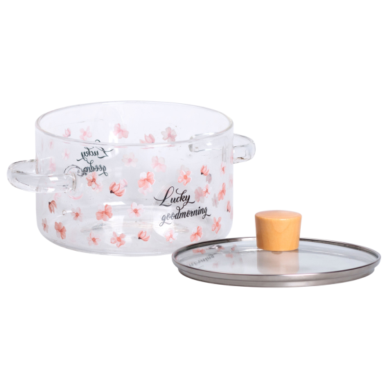 Yiwu Скляна каструля прозора 1.7 літр з кришкою жароміцна HP-34-22 Київ