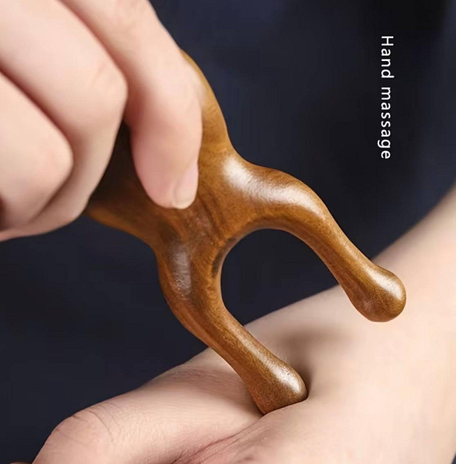 Дерев’яний масажер для обличчя та вух, масажер для носа та точок, ручний масажер з натурального дерева Київ - фото 3