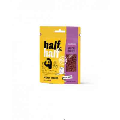 Ласощі для котів Half&Half у формі м'ясних смужечок з качкою 50 г (4823082431847) Вінниця