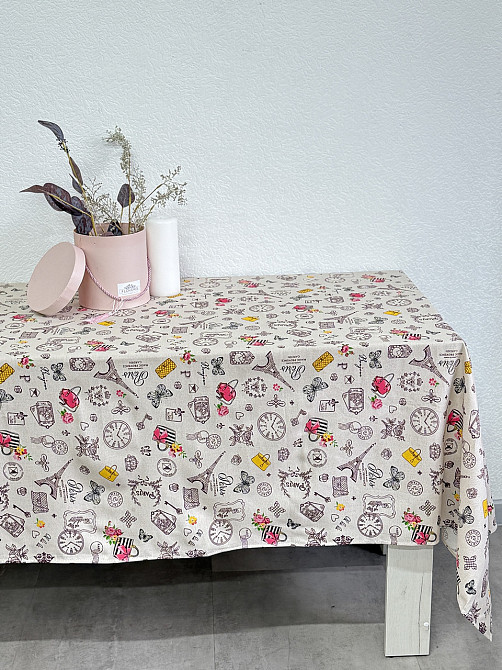 Ecotton Скатертина Ecotton 150х220 см бавовняна з рогожки бежева Мадам Коломия - фото 2