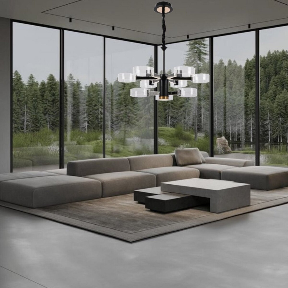 Люстра світлодіодна акрілова Sirius N 3705-6+3 BLACK+GD 98W Коломия - фото 6