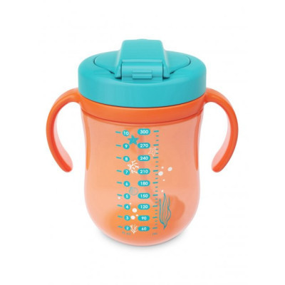 Поїльник-непроливайка Baboo з трубочкою Marine 300 мл Помаранчева (90601) Вінниця - фото 1