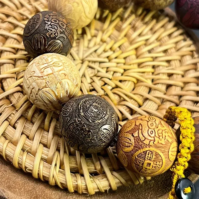 Дерев’яні молитвенні чотки-браслет з різьбленими бусинами – талісман удачі Київ - фото 2