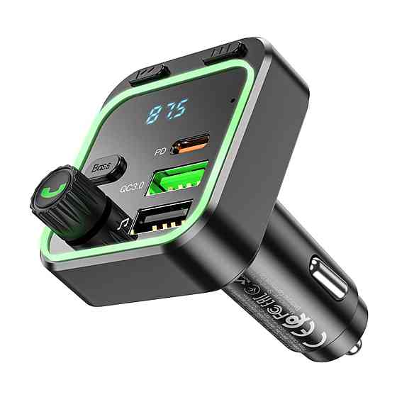 АЗП з FM-модулятором BOROFONE BC53 Highway PD20W+QC3.0 car BT FM transmitter 18W Black (6941991108457) Киев