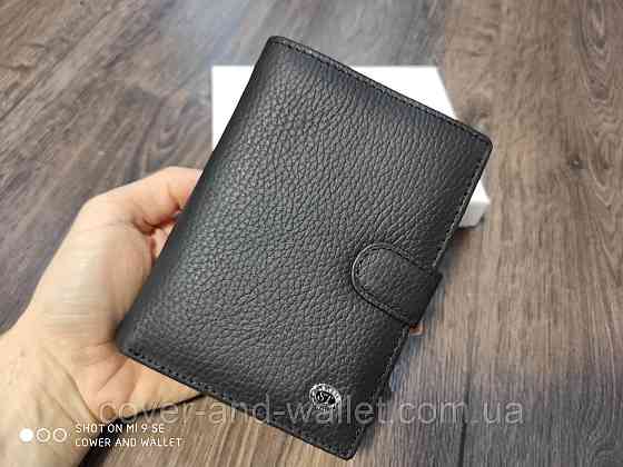 Мужское черное кожаное портмоне с отделением для документов ST Leather 101 Киев