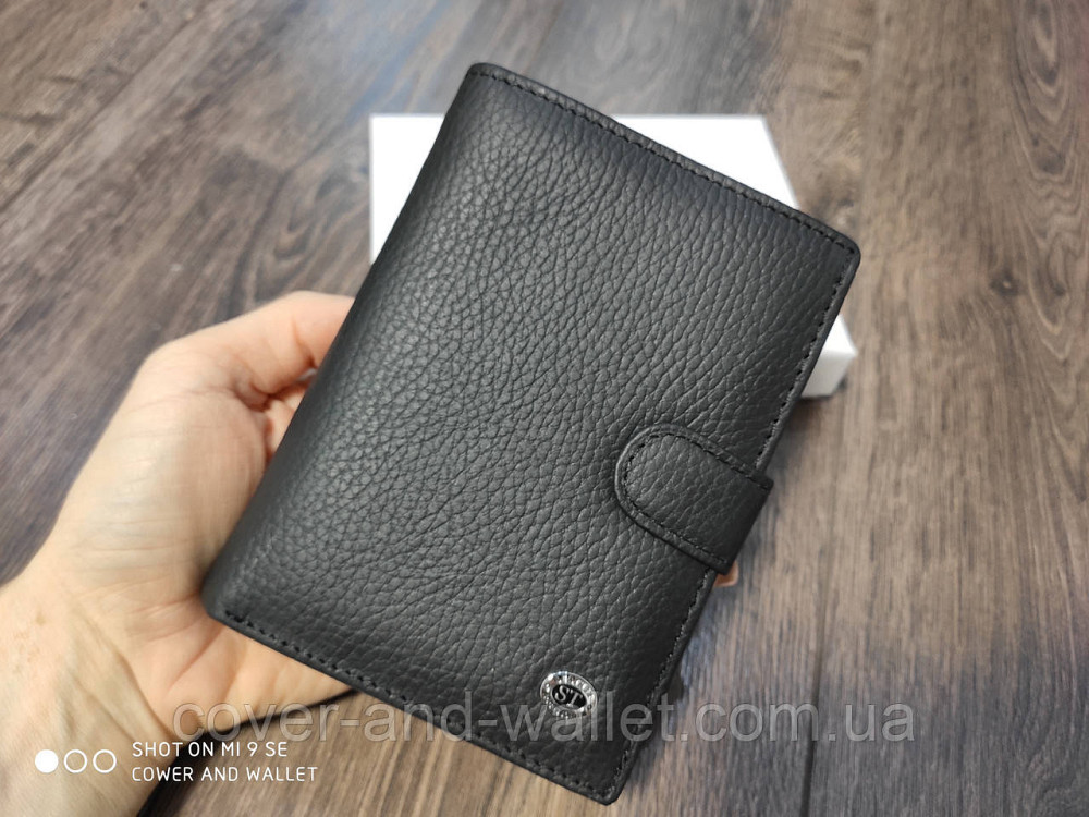 Мужское черное кожаное портмоне с отделением для документов ST Leather 101 Киев - изображение 2