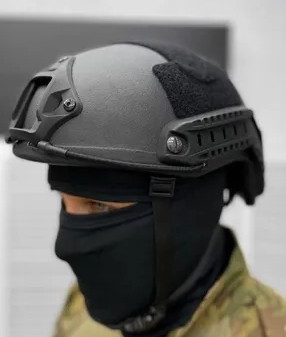 Тактический кевларовый шлем FAST IIIA NIJ (Черный) + кавер (Пиксель) Киев - изображение 7