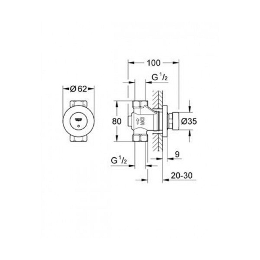 Нажимной автоматический вентиль Grohe Euroeco Cosmopolitan T 36268000 Киев - изображение 2