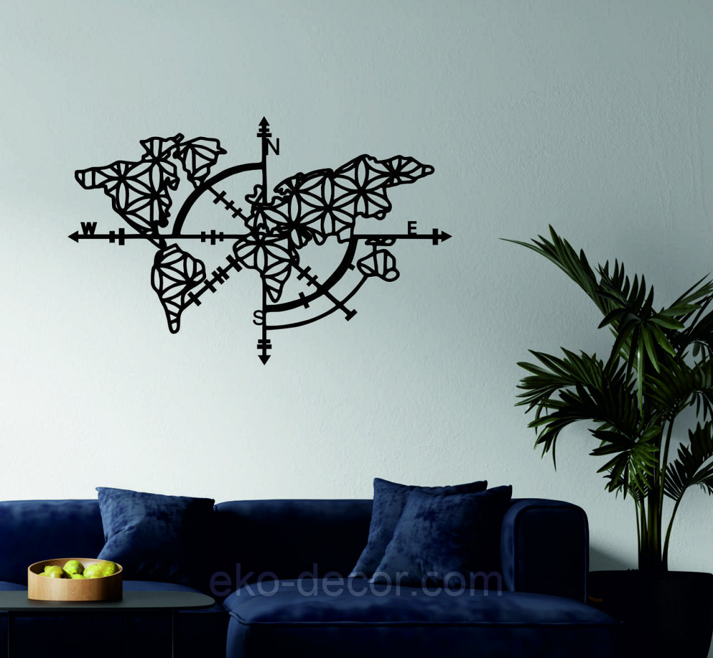 Декоративне настінне 3D Панно «Карта Компас», Декор на стіну з об'ємом Київ - фото 3