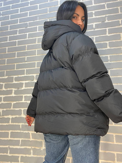 Куртка жіноча RUIXI 6093 парка пуффер з паском подовжена з капюшоном оверсайз, чорний, 46 Одеса - фото 4
