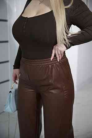 Прямые кожаные штаны на меху Choice 42-44, Шоколадный Киев