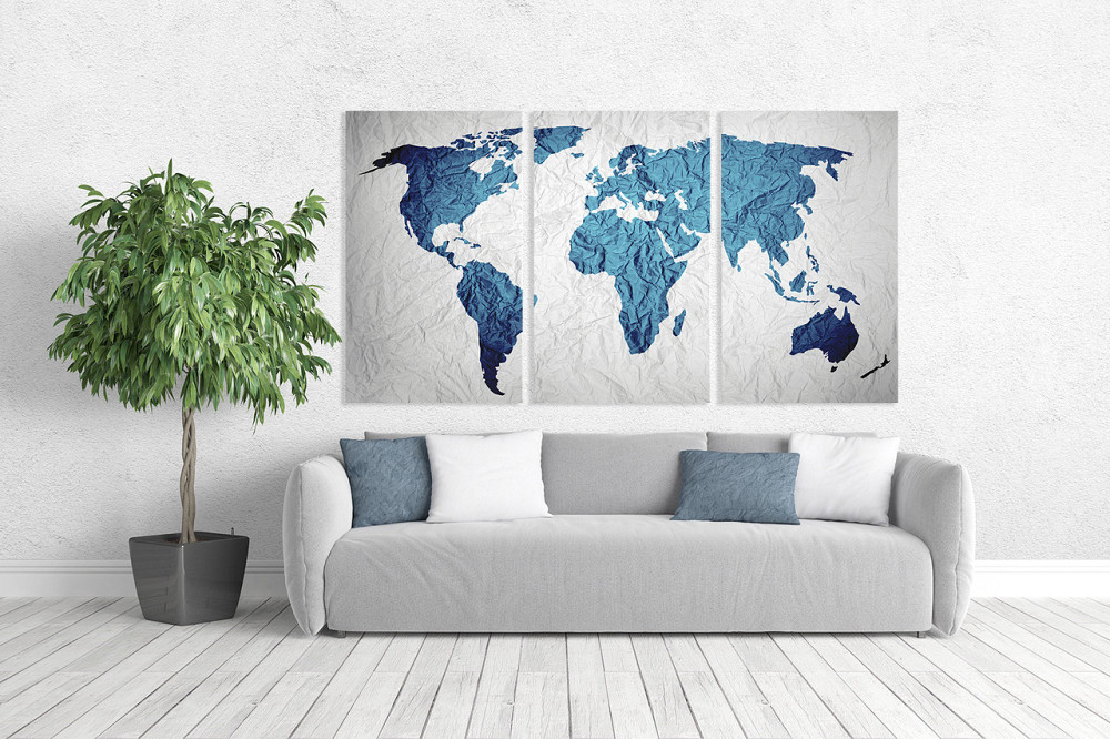 Модульна картина у вітальню/ спальню      Мапа світу      ART-043_3A 70х130 см Київ - фото 2